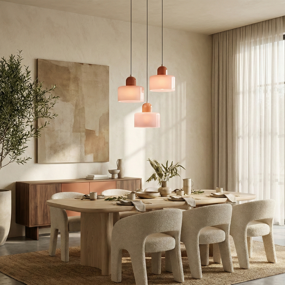 Geometryczna Lampa Wisząca Kolorowe Szkło Regulowana Wysokość 1