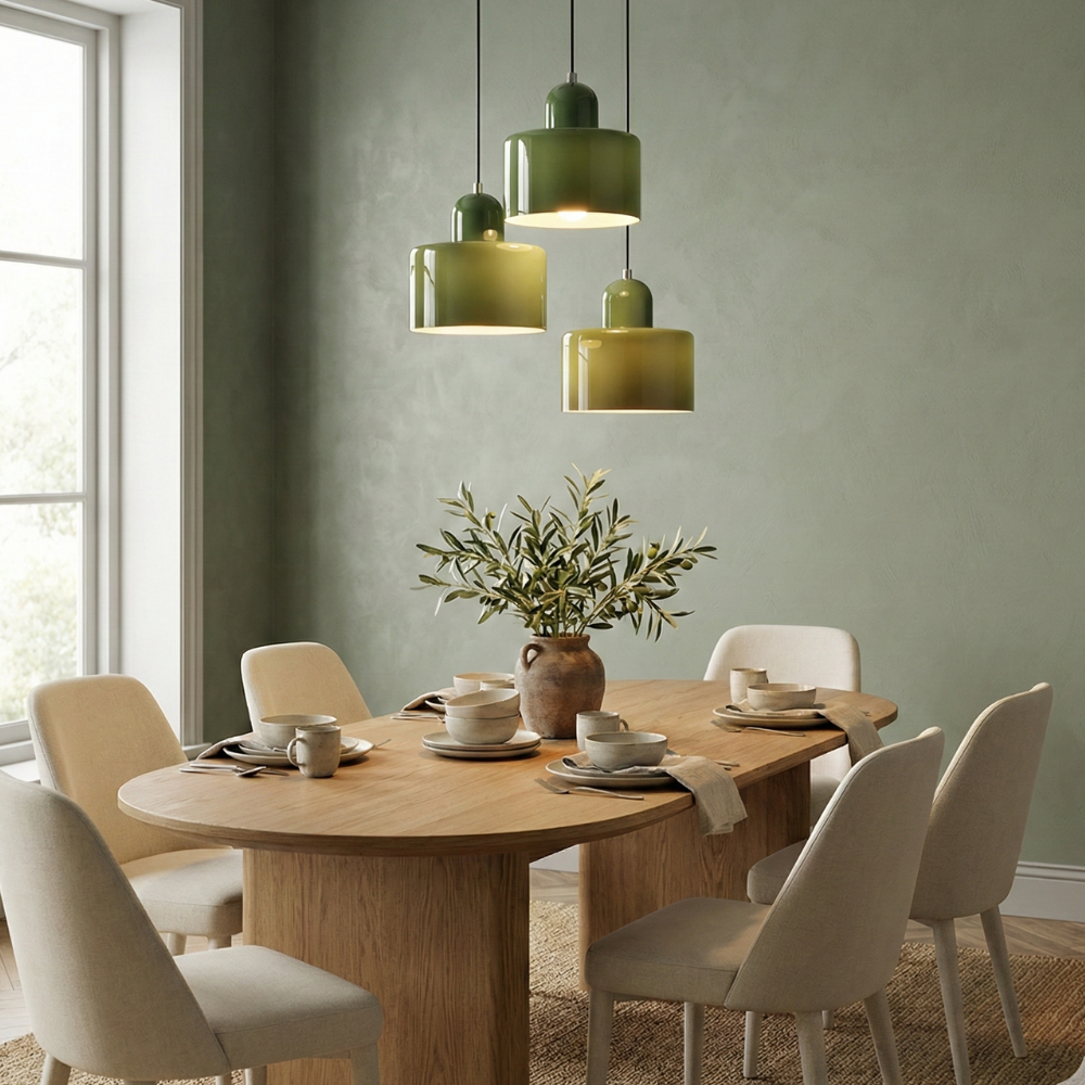 Geometryczna Lampa Wisząca Kolorowe Szkło Regulowana Wysokość 3