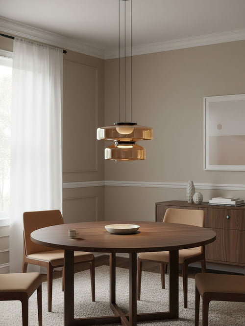 Minimalistyczna Lampa Wisząca Szkło Regulowana Wysokość 1