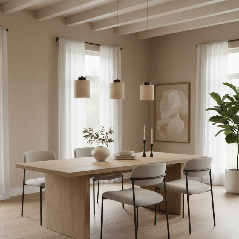 Minimalistyczna Lampa Wisząca Trawertynowa Elegancka Naturalna 7