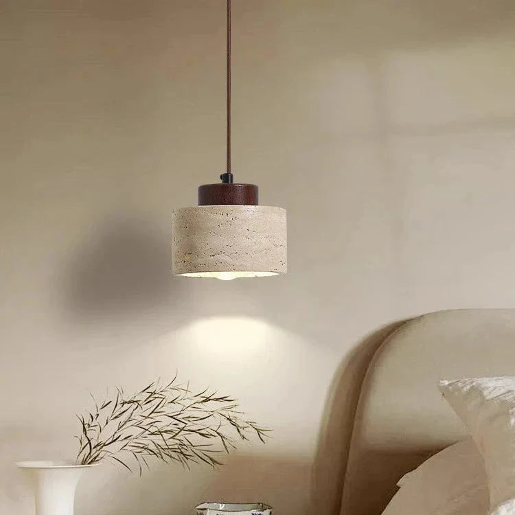 Minimalistyczna Lampa Wisząca Trawertynowa Elegancka Naturalna 8