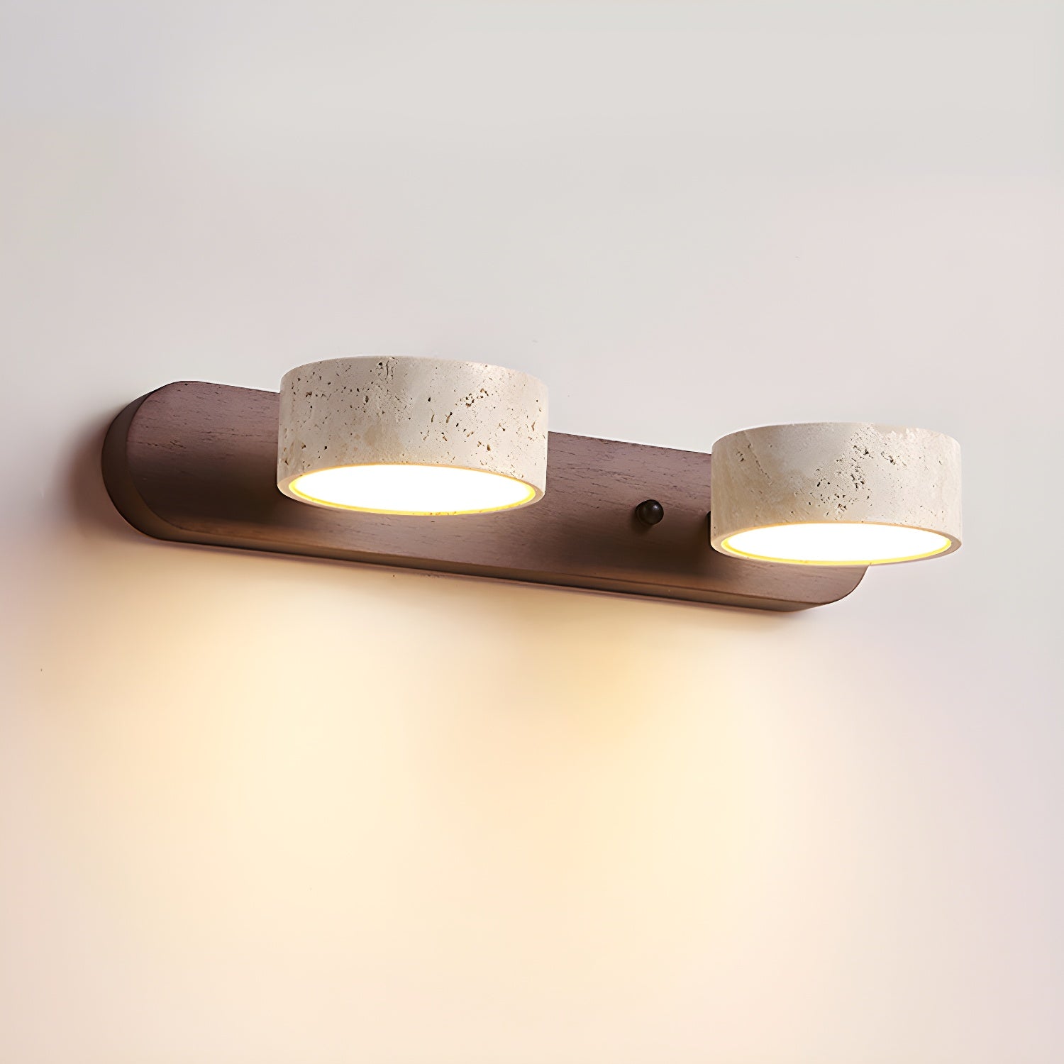 Nowoczesny LED Kinkiet Ścienny Żółty Trawertyn Drewno 0