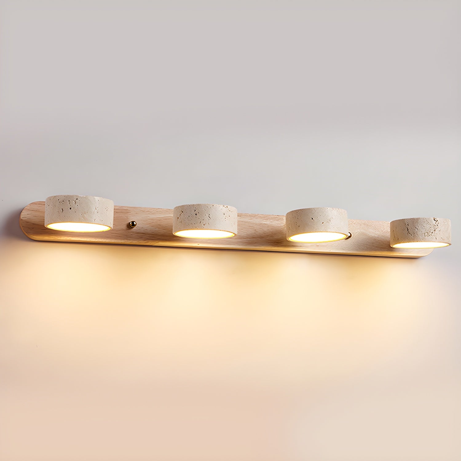 Nowoczesny LED Kinkiet Ścienny Żółty Trawertyn Drewno 12