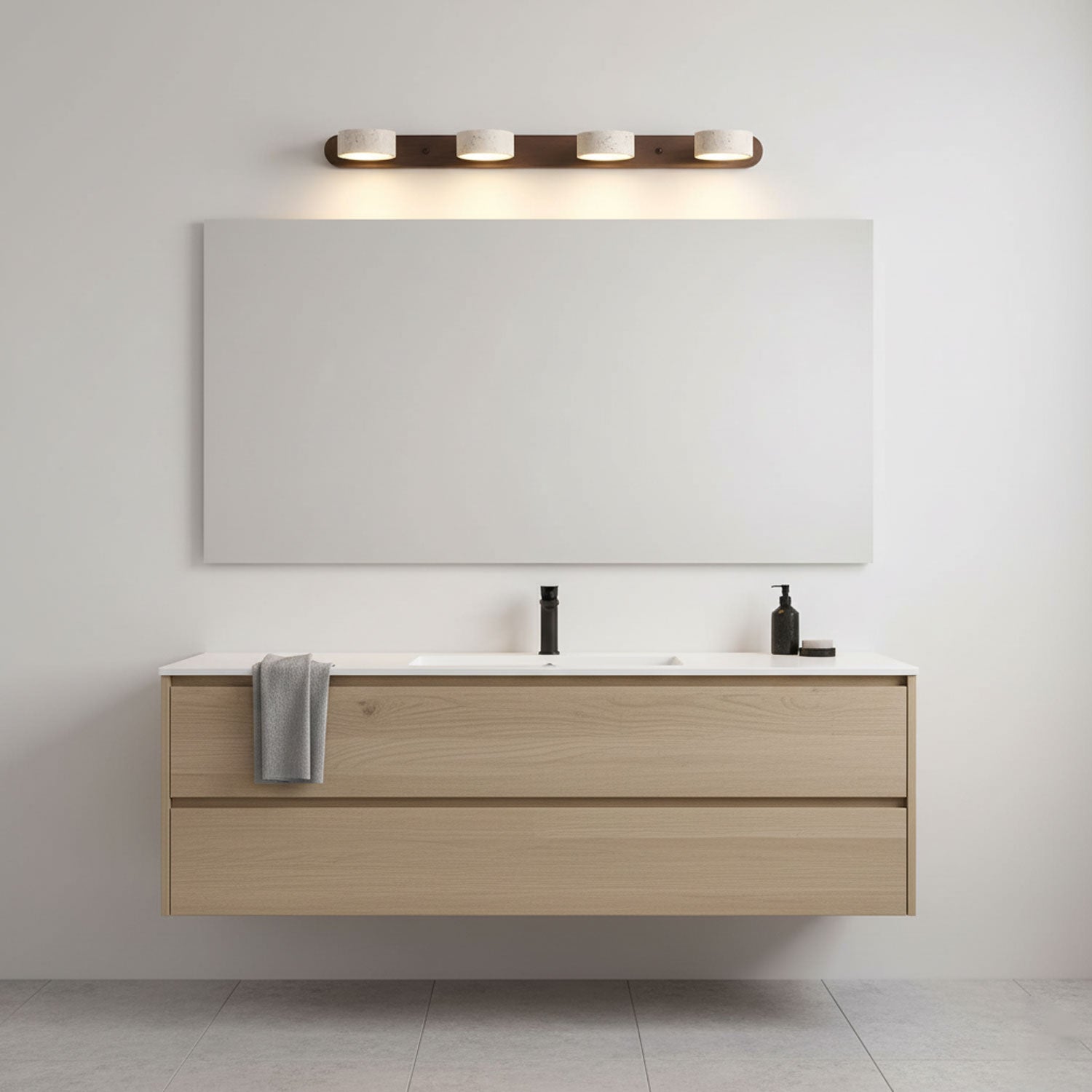 Nowoczesny LED Kinkiet Ścienny Żółty Trawertyn Drewno 3