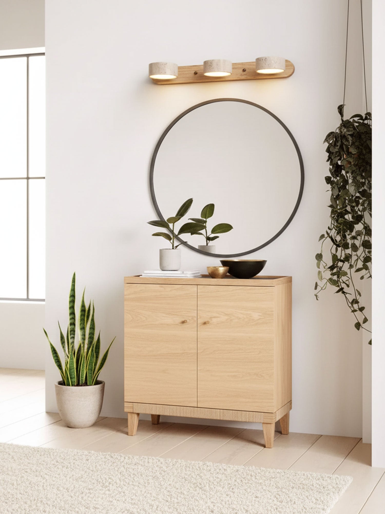Nowoczesny LED Kinkiet Ścienny Żółty Trawertyn Drewno 5