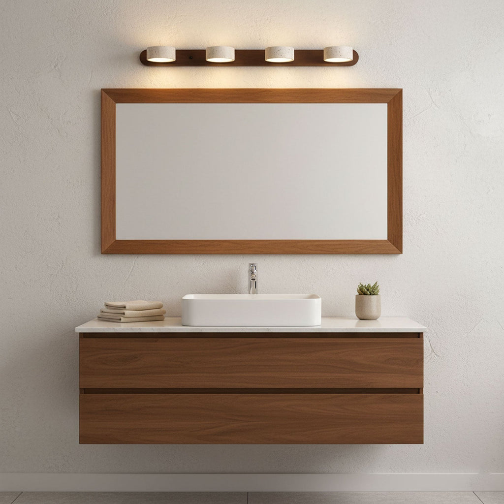 Nowoczesny LED Kinkiet Ścienny Żółty Trawertyn Drewno 6