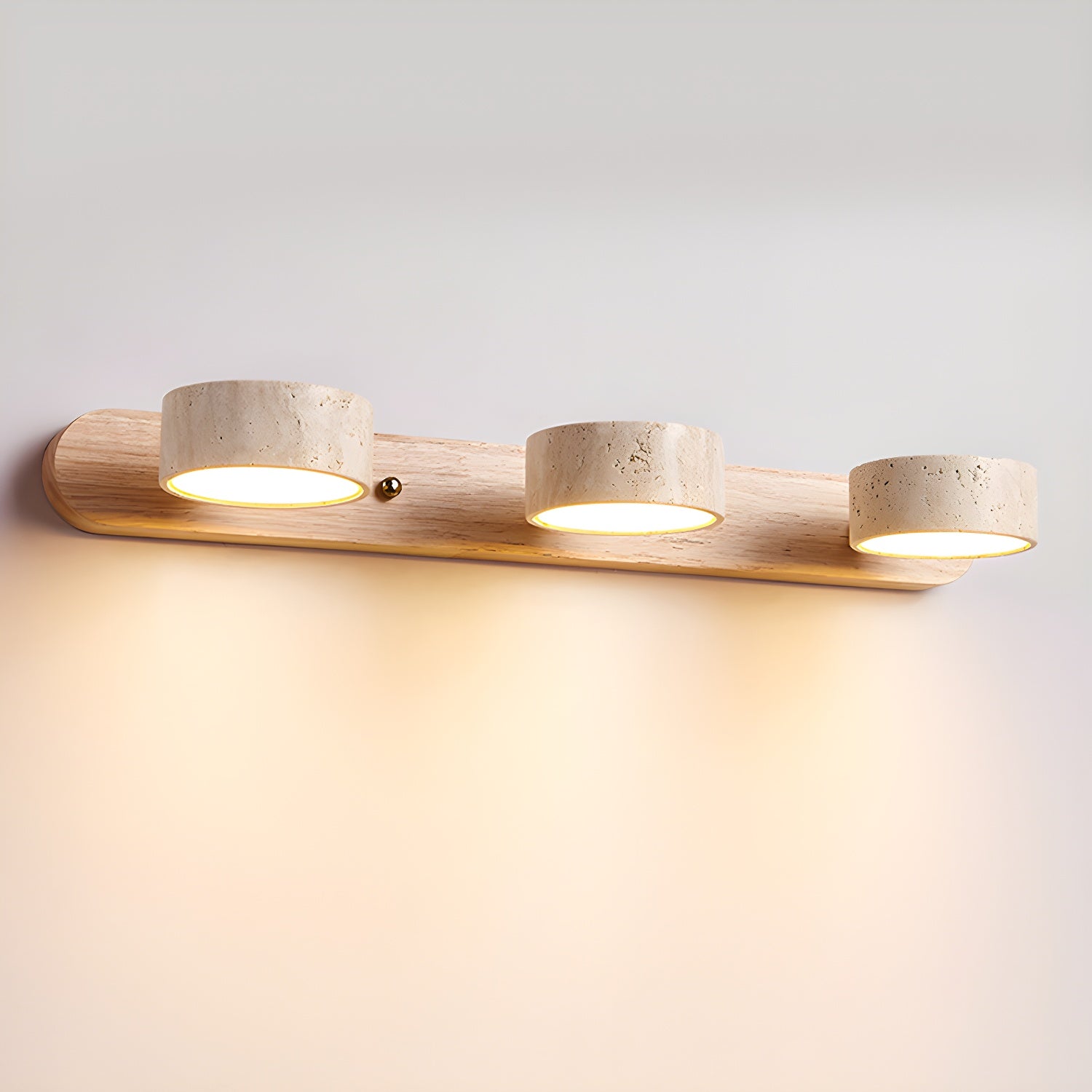 Nowoczesny LED Kinkiet Ścienny Żółty Trawertyn Drewno 8